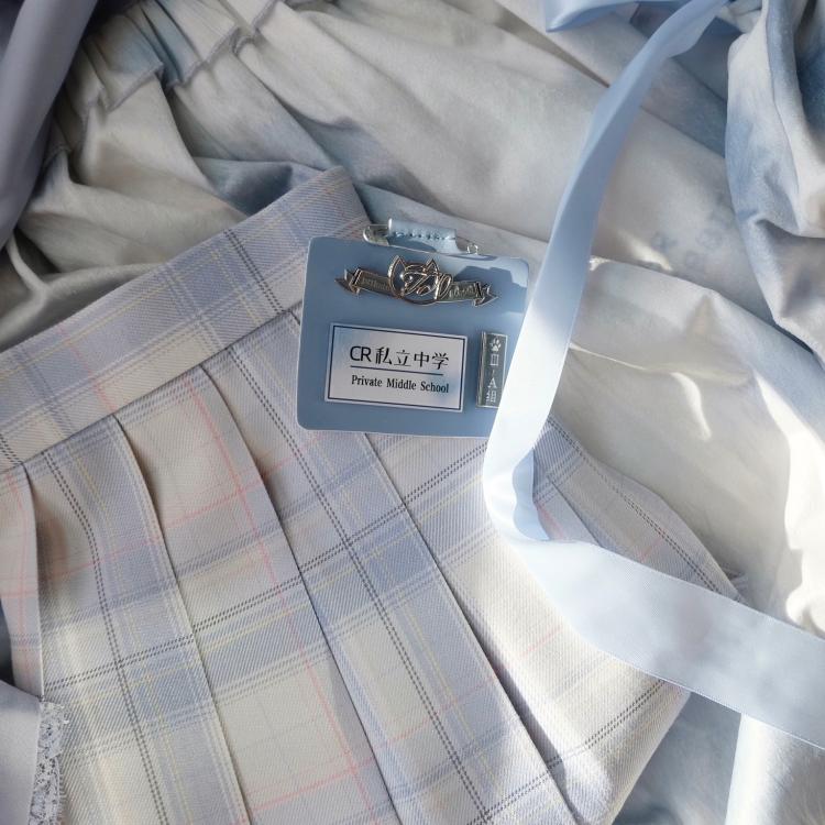 春日部浅蓝猫虎斑猫联名合作款原创浅蓝格裙jk制服正统少女48cmxs