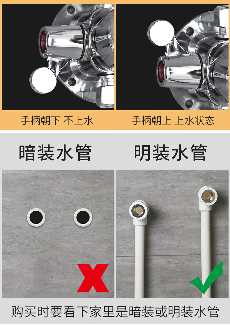 冷熱水混合閥太陽能熱水器混水閥明裝淋浴冷熱水龍頭開關洗澡花灑混合