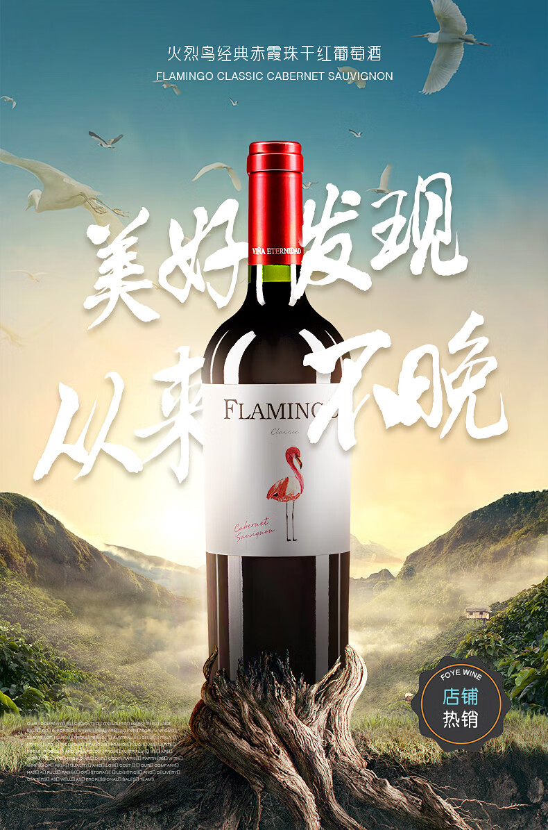 原瓶原装智利进口红酒火烈鸟赤霞珠干红葡萄酒750ml6支丨整箱赠品装