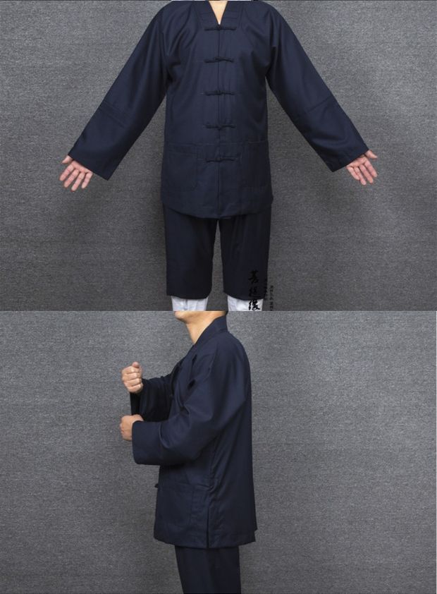 优凡优品道教对襟道服秋冬季道士服斜襟加棉男女道袍太极练功服三清领