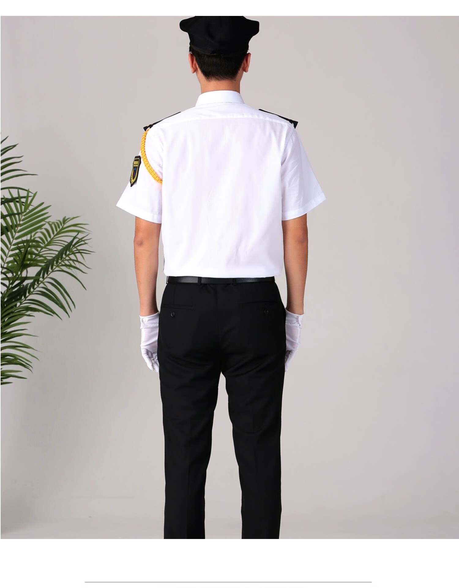 保安白衬衫售楼处形象岗礼宾服酒店安保长短袖工作服 白色长袖大檐帽