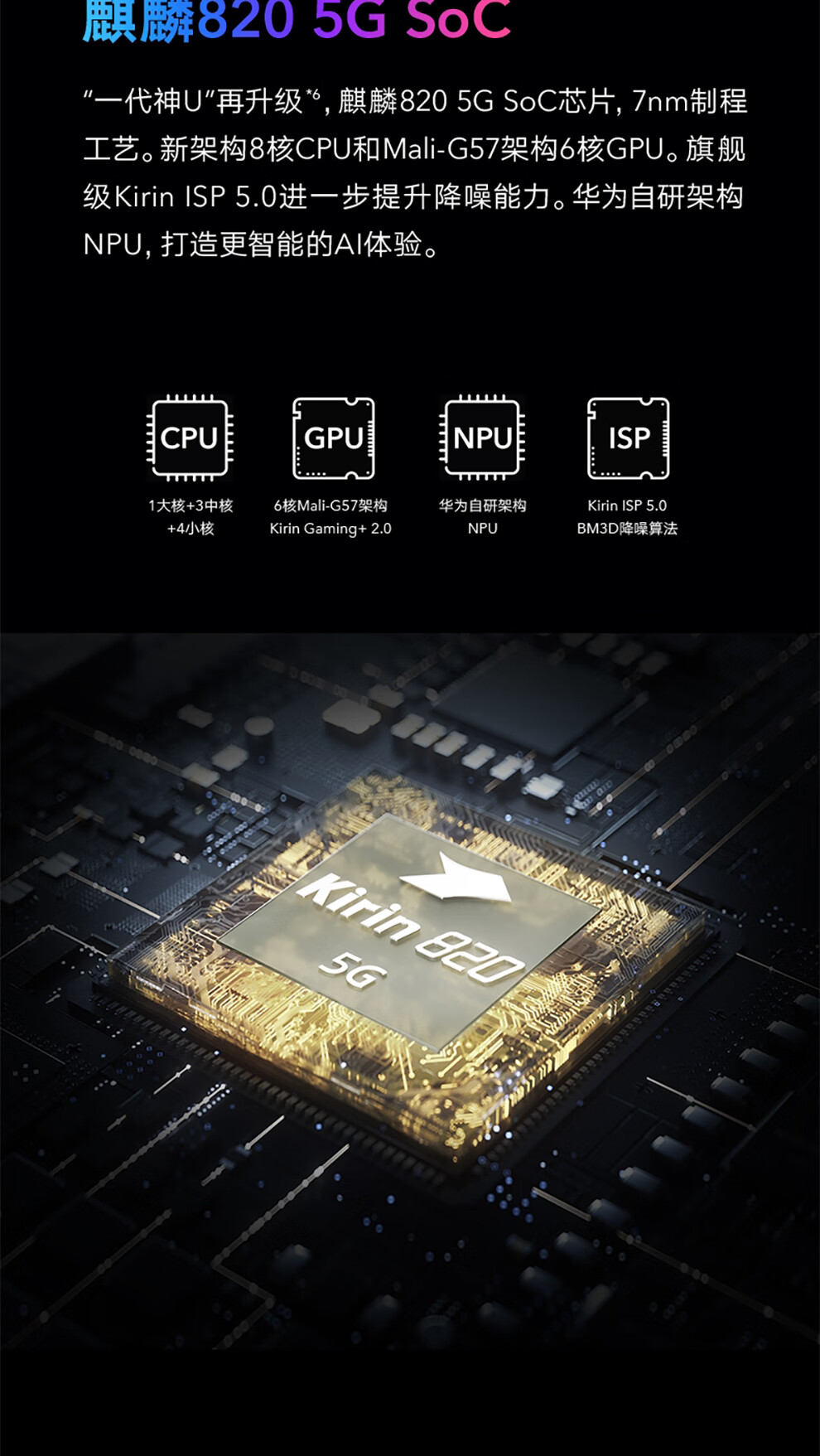 荣耀30s手机华为麒麟820芯片5g双模双卡双待白条分期0首付幻夜黑全