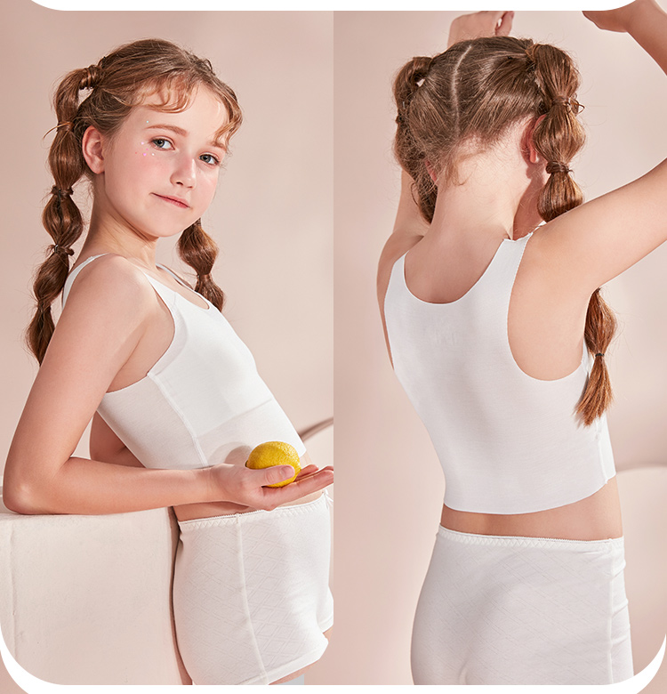 久岁伴女童背心文胸9-12岁发育期儿童内衣含胸垫防凸夏季薄款少女无痕