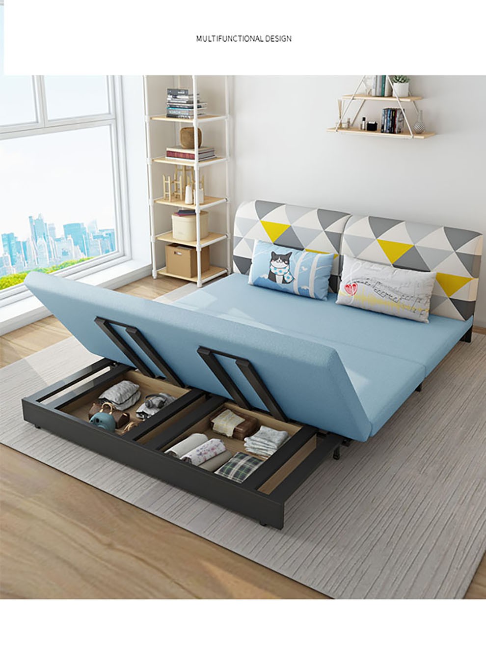 新沙发床现代简约单双人阳台午休可折叠床卧室书房办公室储物两用沙发