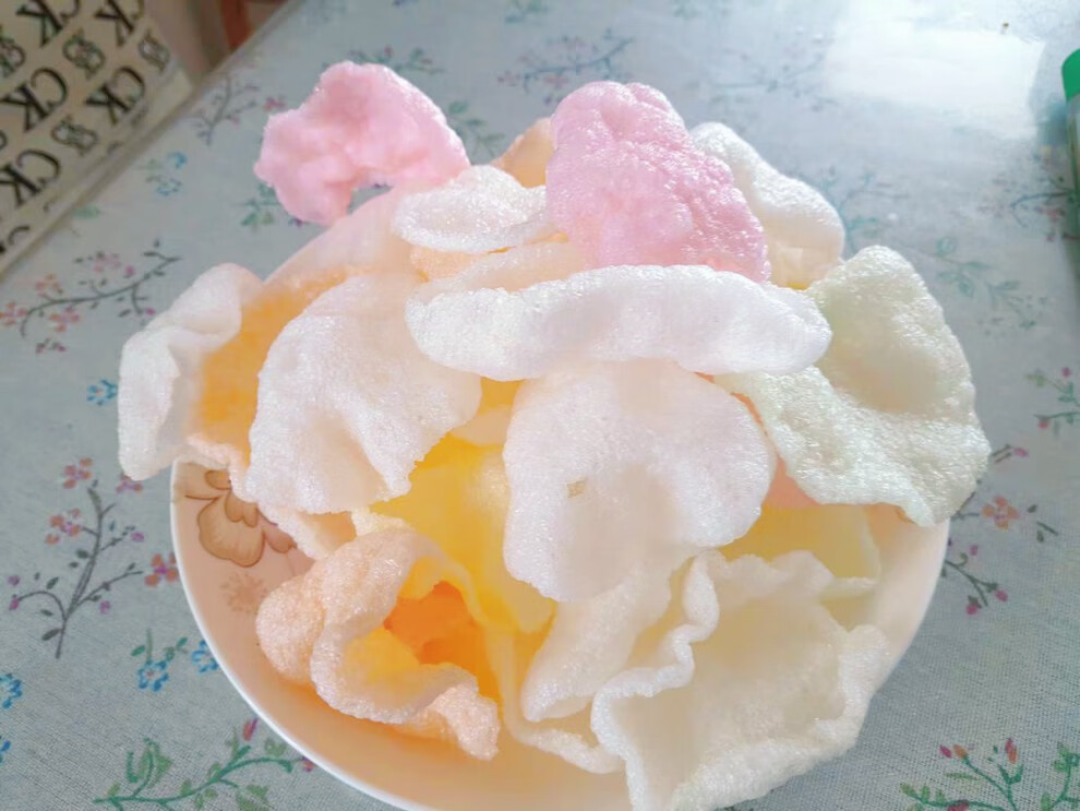 五彩虾片自炸原料油炸泡司彩色虾片1250g多图形混合零食油炸 竖棍(2斤