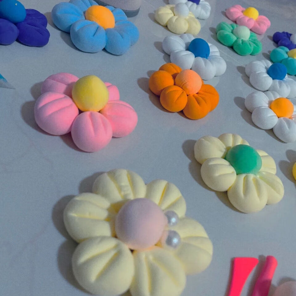 小红书同款镜子改造创意超轻粘土手工自制镜子小花~成品 大小混合花花