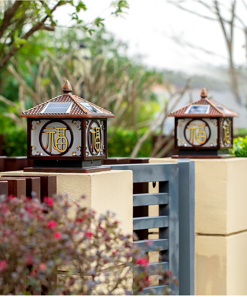 大门门柱灯大灯家用花园别墅路灯太阳能灯户外柱头灯防水门柱灯大门灯