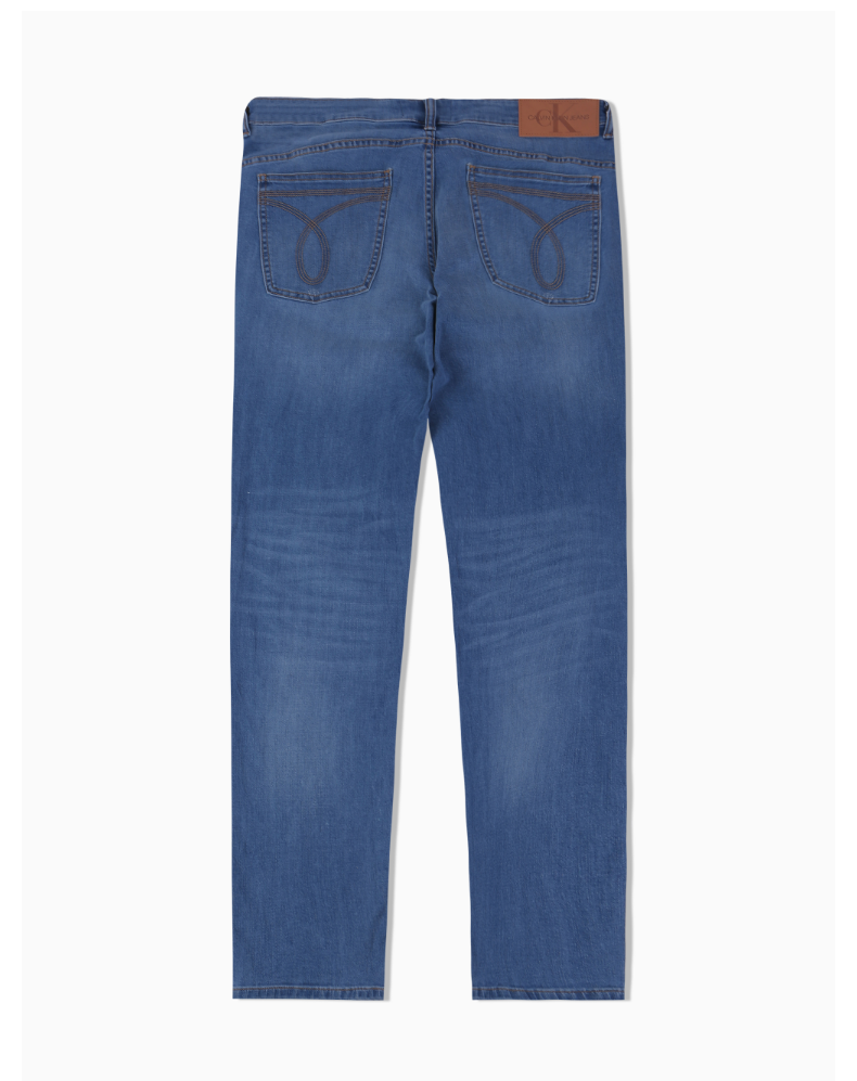 ckjeans男装时尚潮流楔形版logo皮标破洞微弹牛仔裤j3147011aa蓝色34