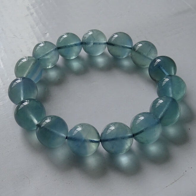香港言和专柜原生态物质蓝萤石手链 蓝莹石手串水晶手链 深蓝男款女款