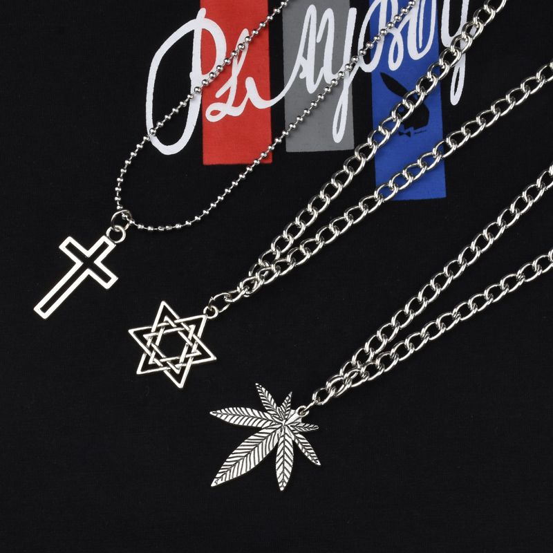 原宿ins嘻哈项链潮女蹦迪学生hiphop独角兽枫叶日韩饰品男友礼物枫叶