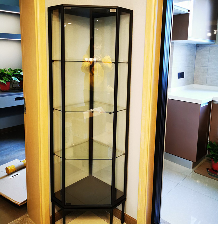 轻奢转角三角玻璃转角靠墙餐边柜转角展示柜 白色立体纹 整装【图片