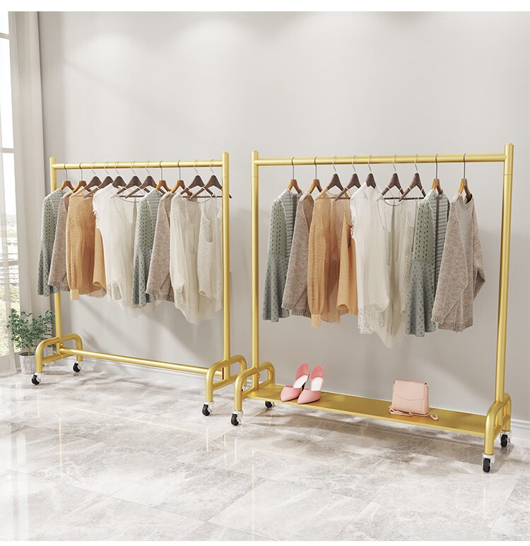 卖衣服货架服装店的展示架装挂衣杆单杆龙门童装摆摊移动带轮长60宽40