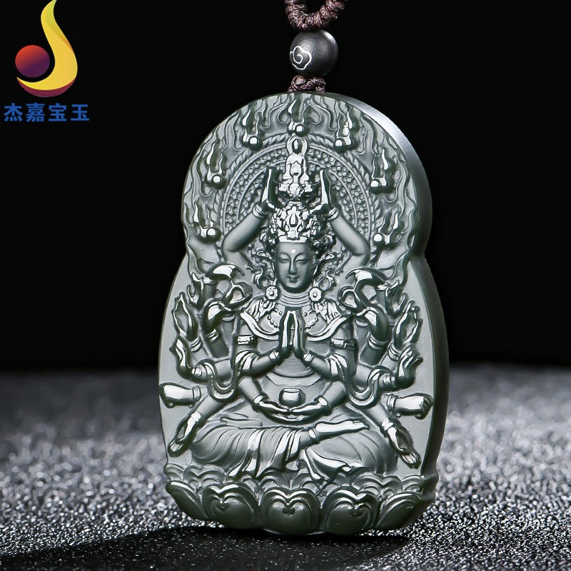 杰嘉宝玉原创新款和田玉千手观音玉吊坠男女士款礼物玉坠玉石踏青一细