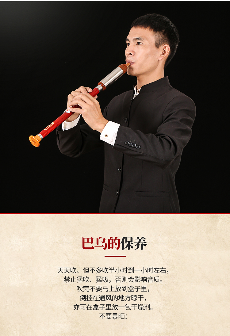 巴乌竖吹专业演奏乐器成人儿童小学生初学入门滇南古韵黑竖巴乌降b调
