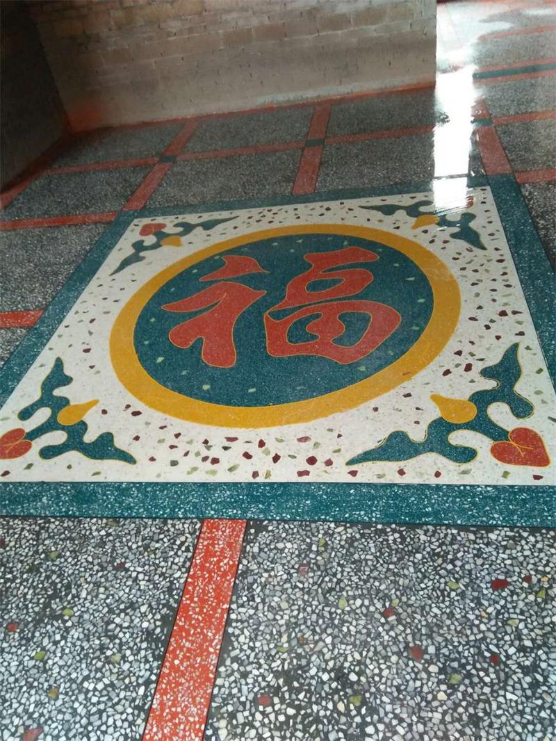 水磨石地面铜条高品质水磨石地面图案仿铜条塑料花地板花福字荷花鲤鱼