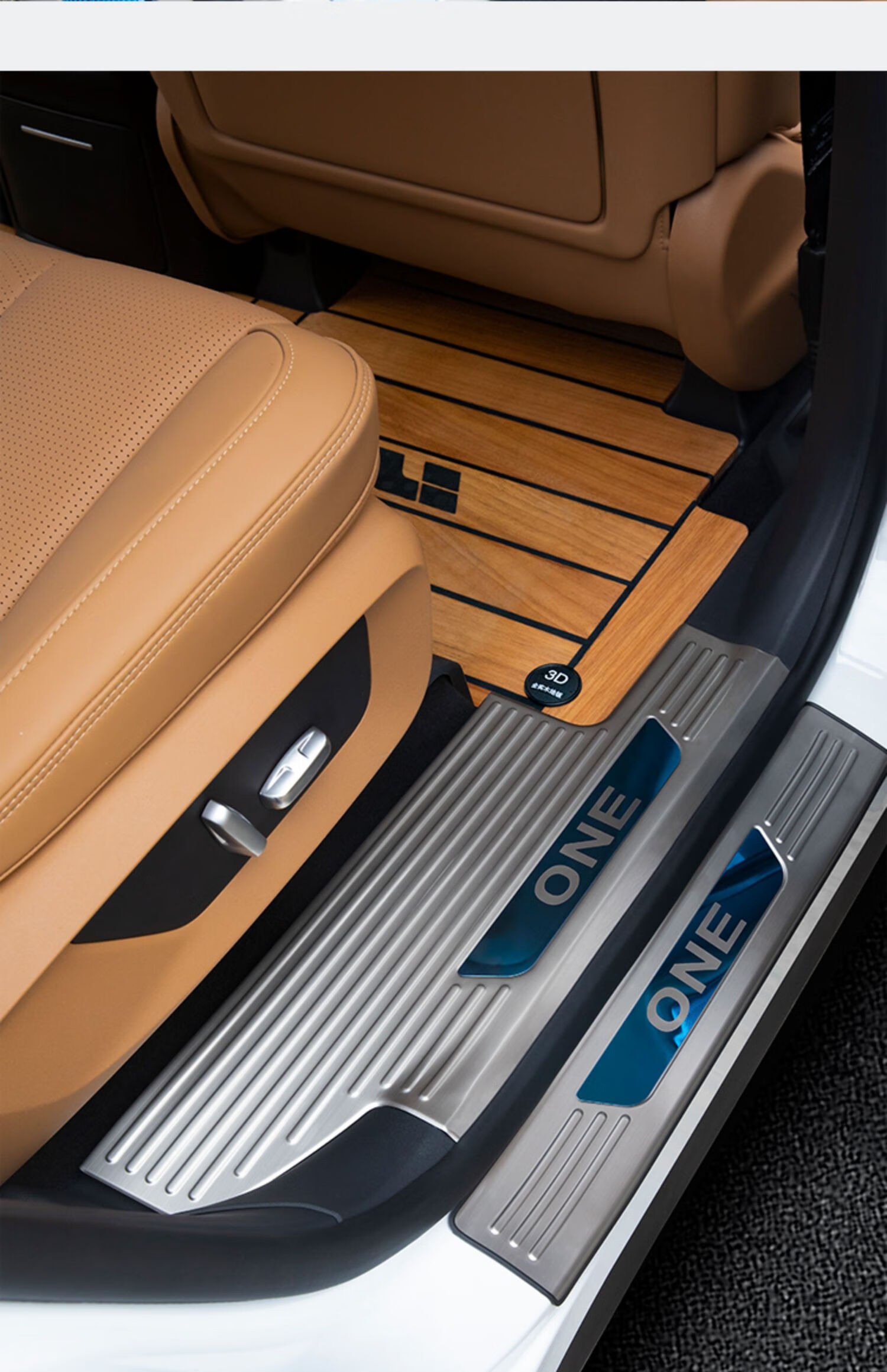 利欧贝2021款理想one木地板脚垫3d5d游艇木专用实木柚木汽车改装配件6