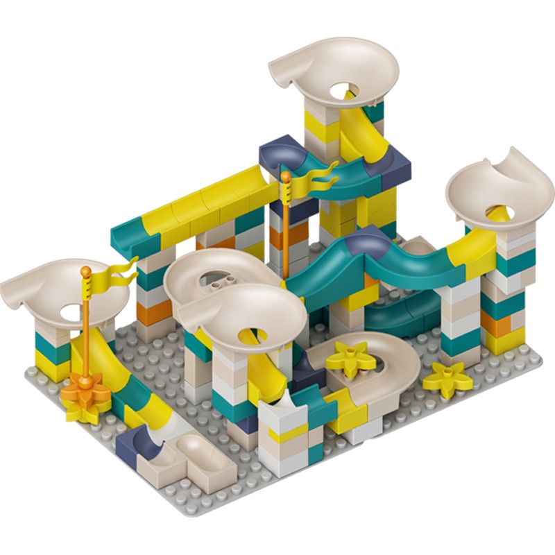 定制 百变滑道积木马卡龙色大颗粒diy拼装幼儿diy积木大块拼接玩具