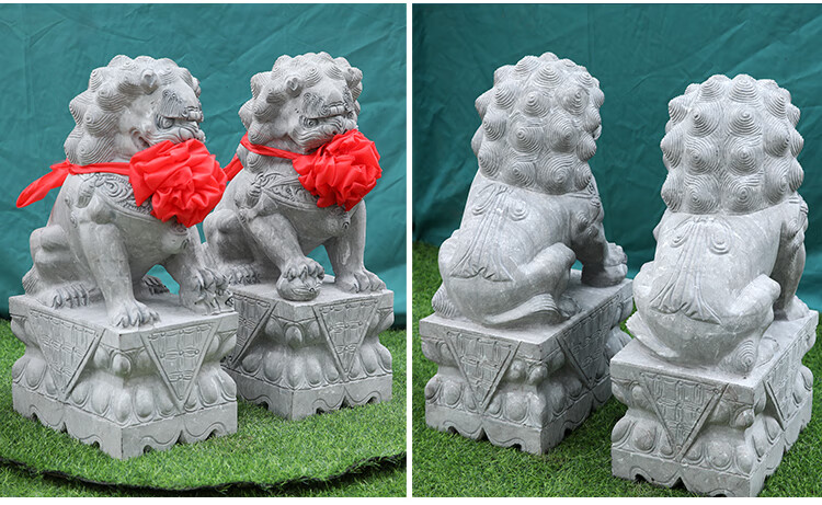 汉白玉石狮子家用门口摆放小石狮子青石狮酒店开业摆件 汉白玉高20cm