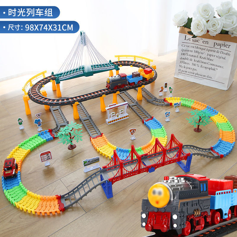 轨道车玩具列车小火车铁轨电动高铁仿真男孩汽车儿童岁 飞机旋转台