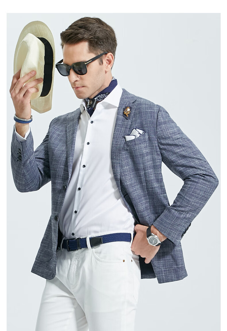 raidyboer雷迪波尔线上线下同款春夏男修身格纹西服200658蓝格18554