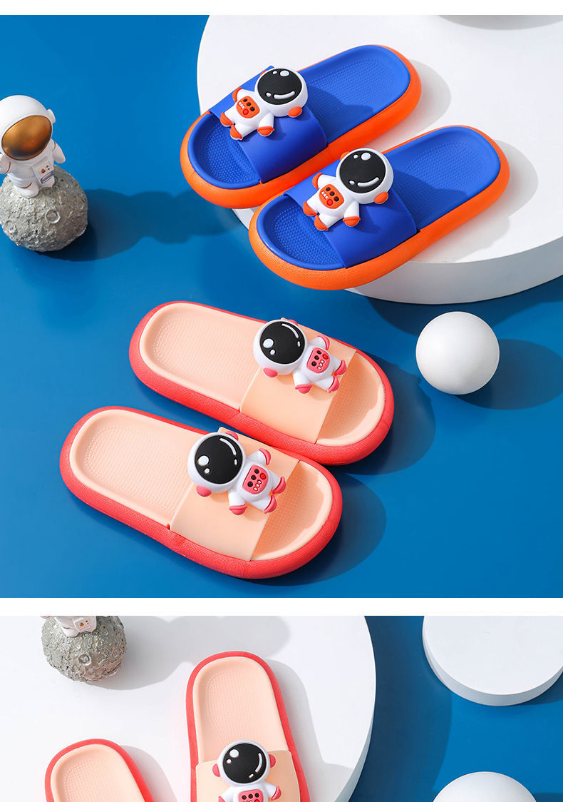 儿童拖鞋夏季新款卡通宇航员男童浴室防滑软底休闲外穿沙滩鞋宝蓝色