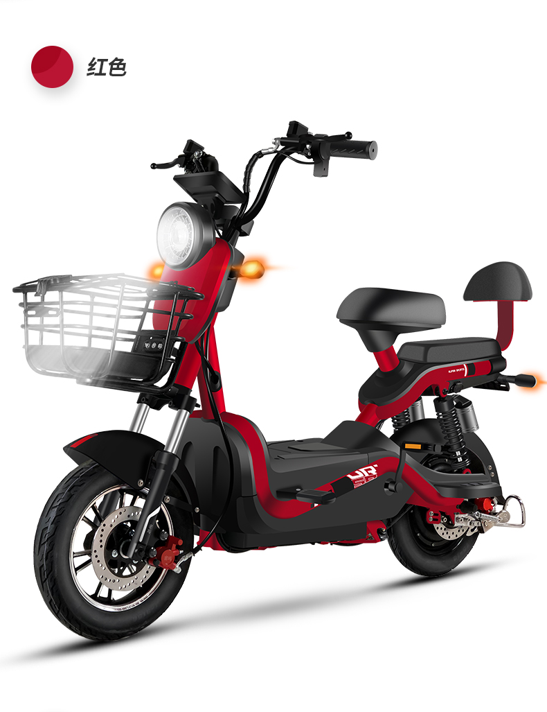 byuebike双碟刹新国标电动车两轮双人座锂电脚踏板助力车男女电瓶单车