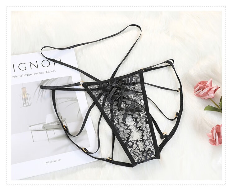 霏慕 情趣内衣三点式内裤性感诱惑透视开裆闭裆免脱式蕾丝透气型魅惑