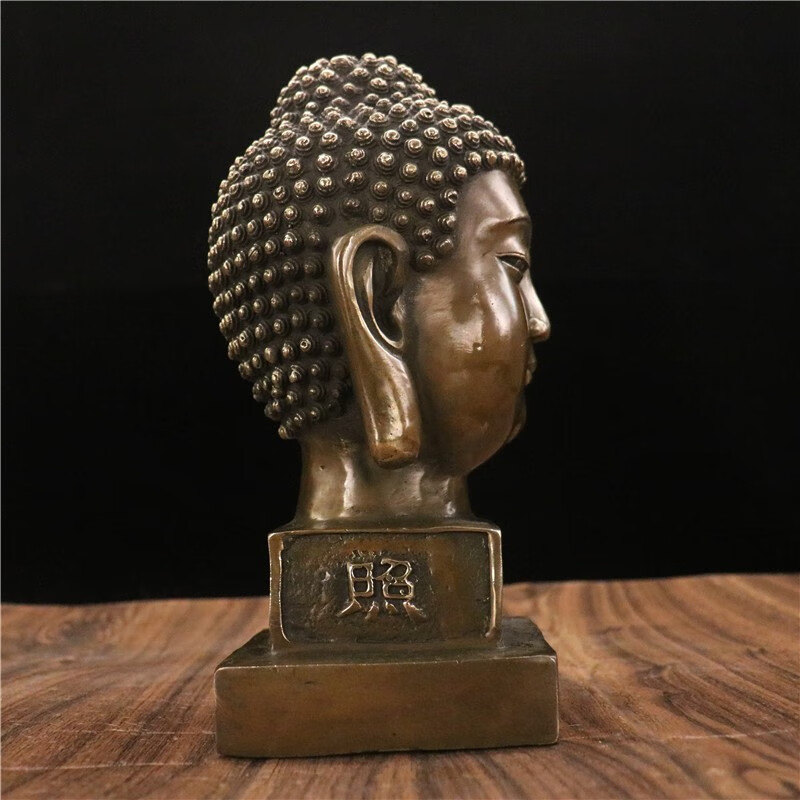 佛光普照印人物桌面摆件 仿古佛释迦摩尼佛头客厅家居装 佛头印重2