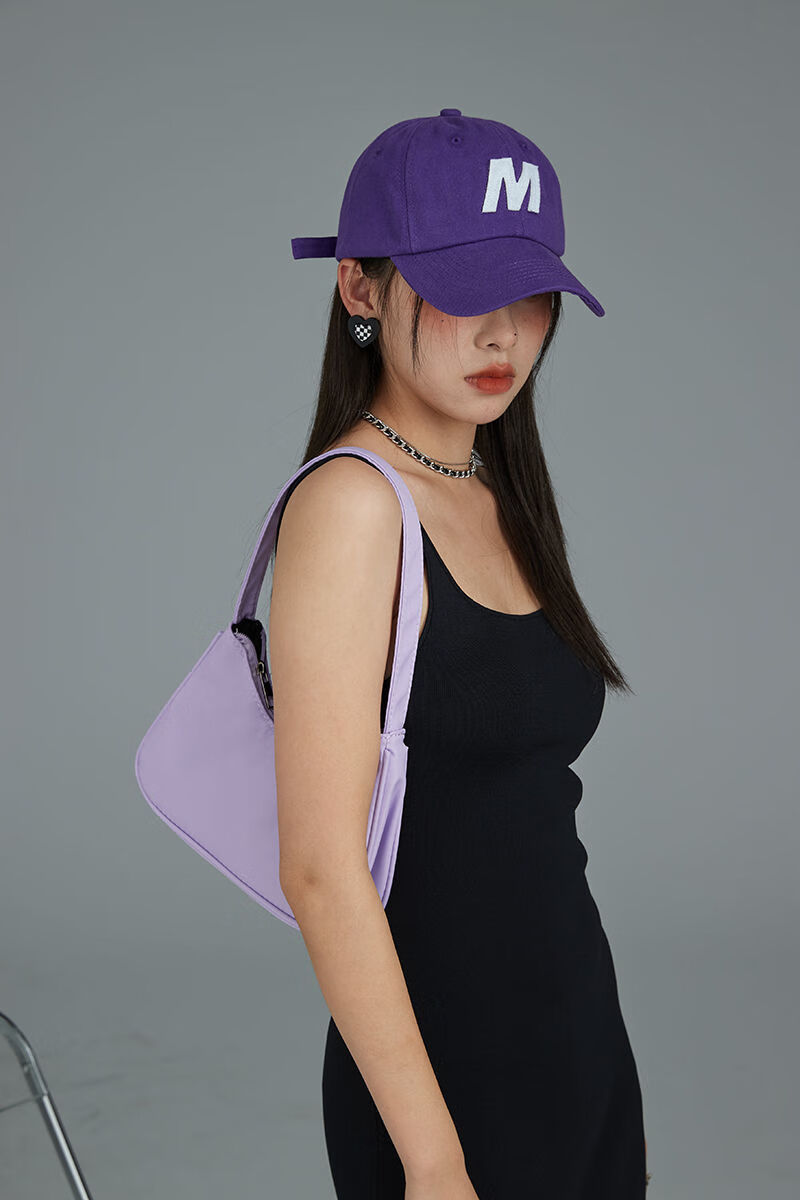 alissacyrine贴布字母m棒球帽女弯檐软顶鸭舌帽子男嘻