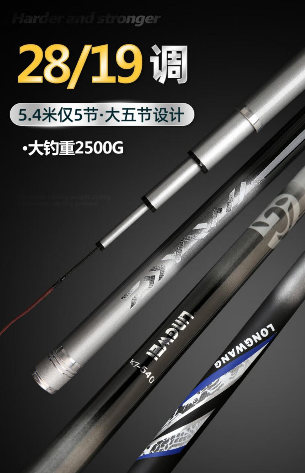 2022全新升级武汉千川鲤同款日本达瓦战将鱼竿手竿超轻超硬28偏19调链