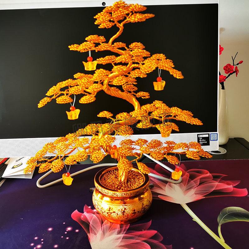 铜丝发财树手工铜丝摇钱树手工铜丝发财树创意金属丝编织手工艺品自制