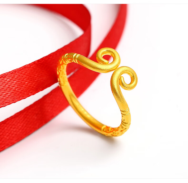 足金黄金戒指古法金箍棒传承工艺999足金戒指 如意金箍棒戒指 金重4