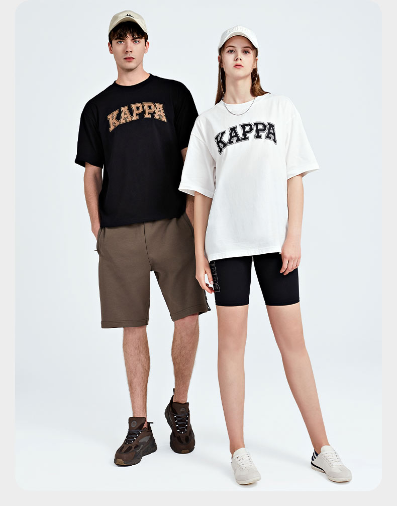 kappa卡帕短袖男女字母印花运动t恤休闲半袖圆领上衣k0cx2td21v轻乳酪