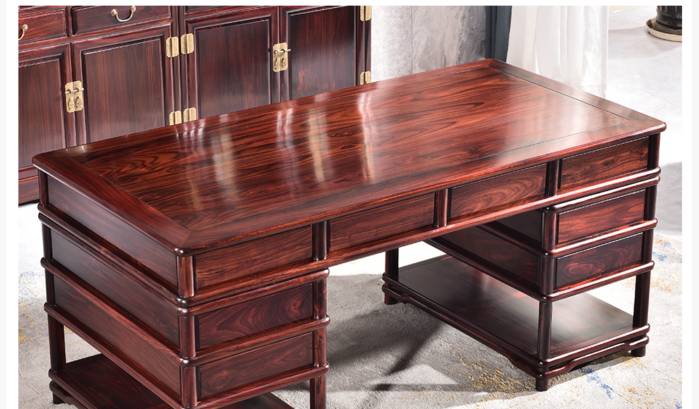 木中央红木家具印尼黑酸枝学名阔叶黄檀明式书桌椅组合实木办公桌中式