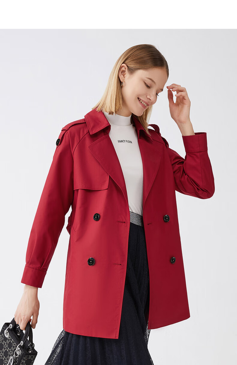 jz玖姿纯色气质通勤ol风衣女装2022秋季新款中长款时尚休闲外套 卡其