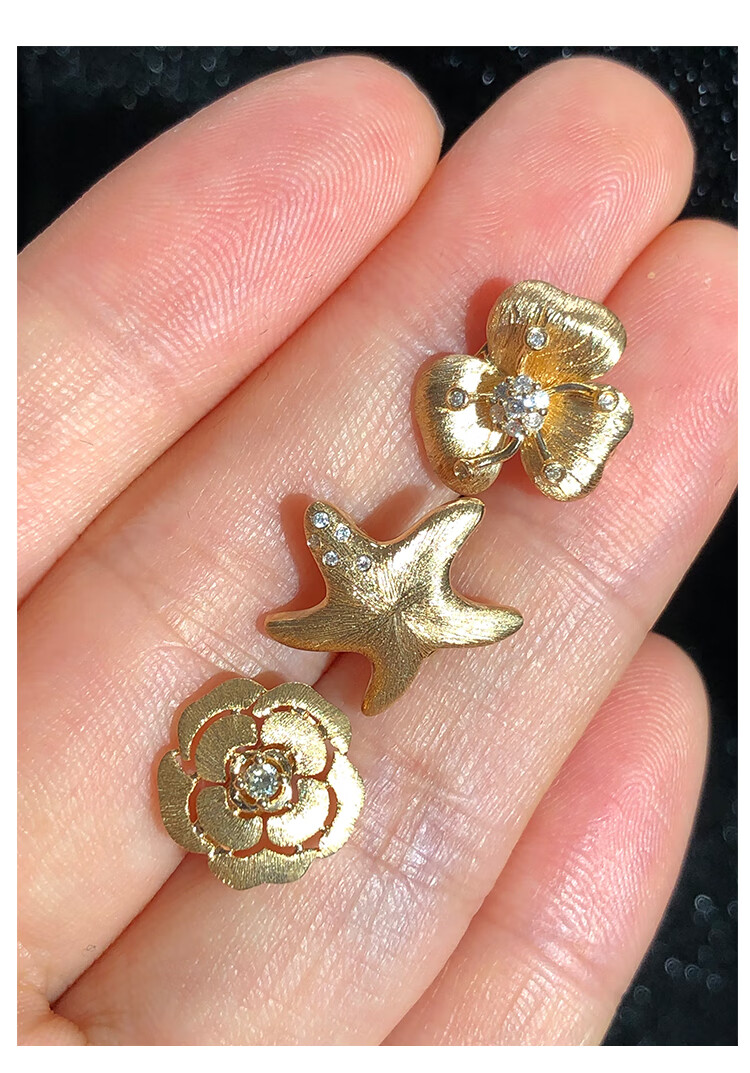 珠宝金吊坠扣子玫瑰花海星扣头diy拉丝意大利工 海星款【图片 价格