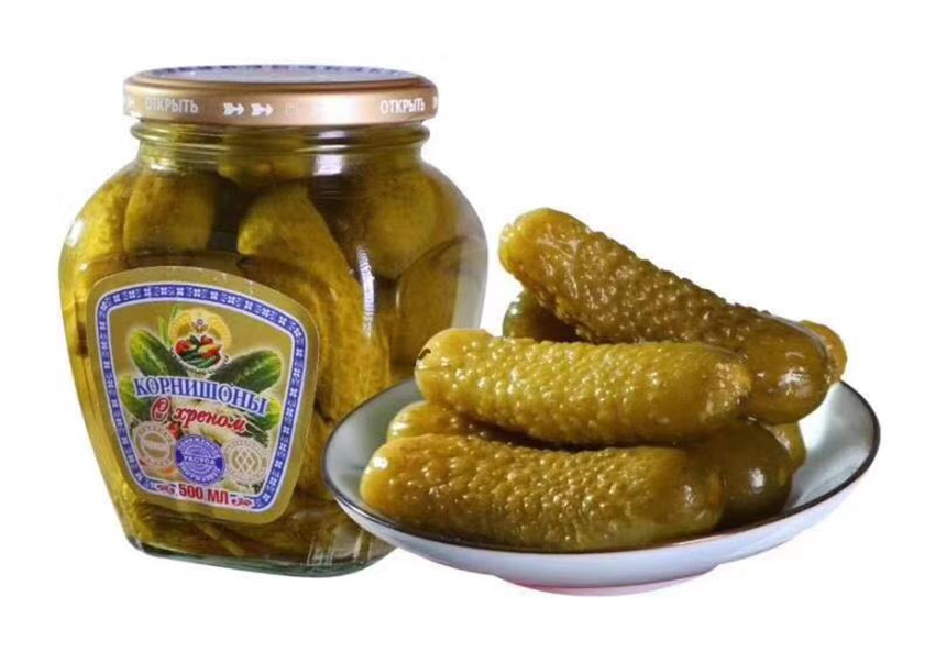 俄罗斯进口越南俄式酸黄瓜500g腌制蔬菜泡菜罐头小黄瓜开盖即食 四瓶