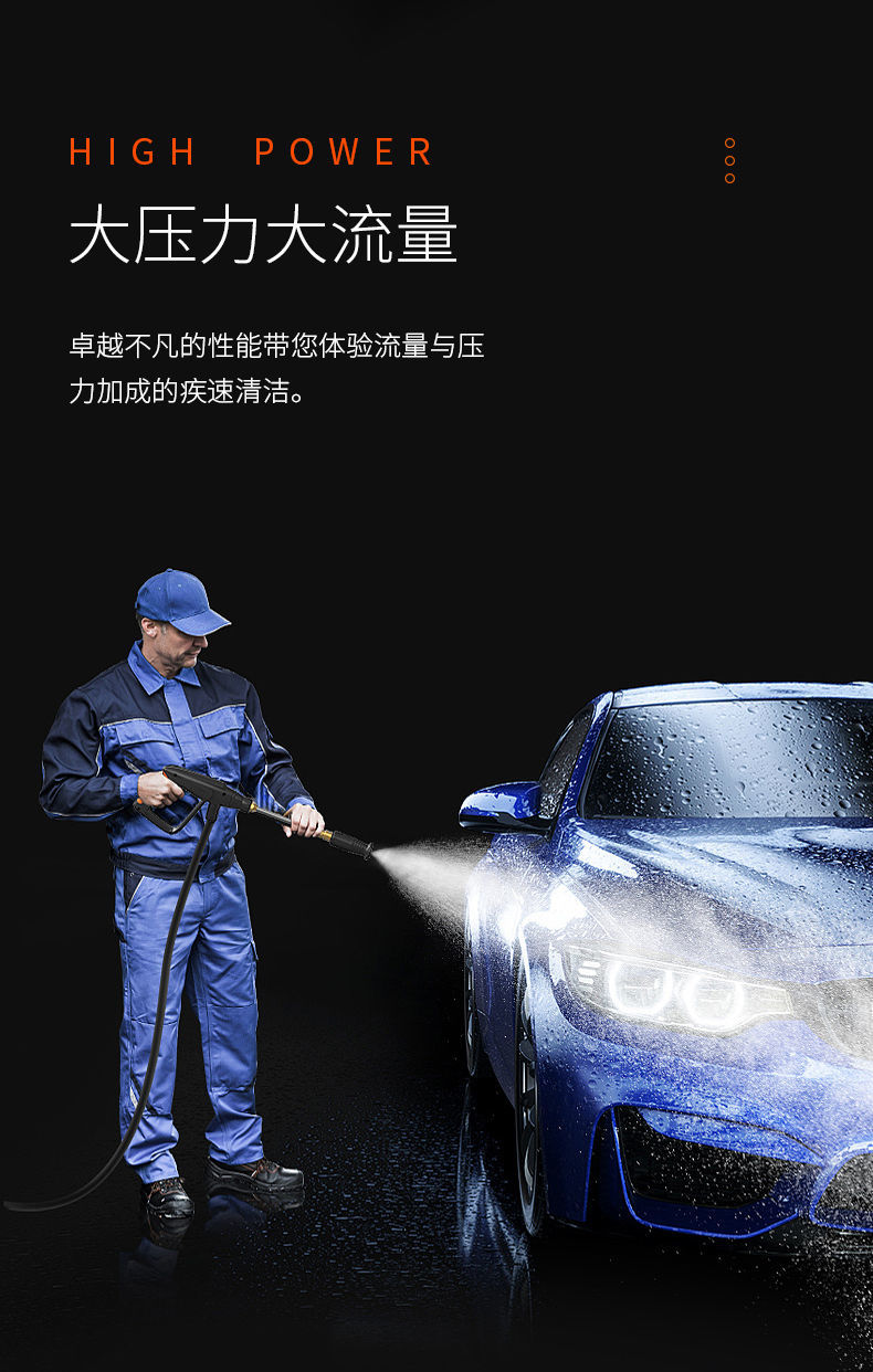 洗车神器清洗机纯铜十涡轮增压高效节能黑金款新款智能7米高压防爆管