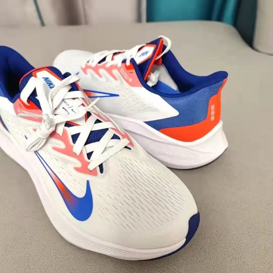 登月w7zoom低帮男女跑步鞋白蓝红气垫回弹网面透气轻便休闲运动鞋碳板