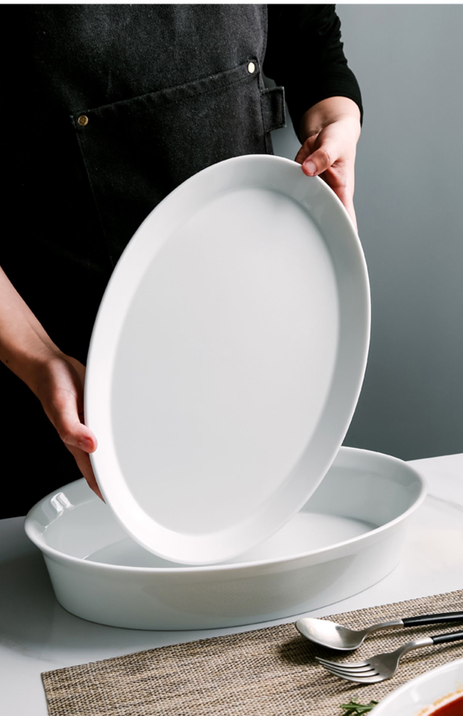 造器鱼盘家用蒸鱼盘子创意北欧陶瓷超大号椭圆形白色酒店用品厨房餐具