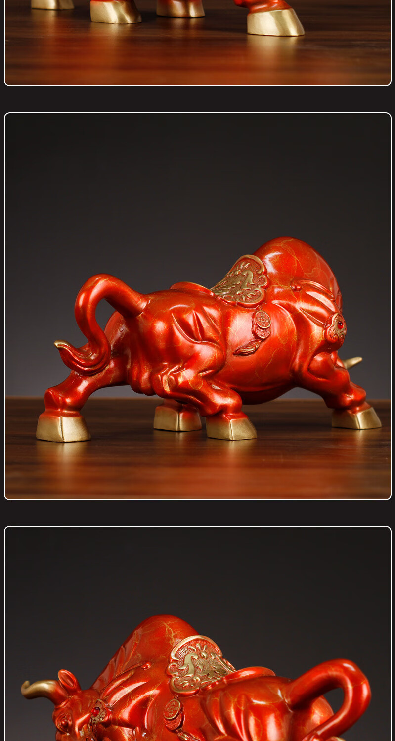 5折铜牛摆件纯铜牛金牛工艺品办公室高档高级摆件华尔街牛气冲天小号