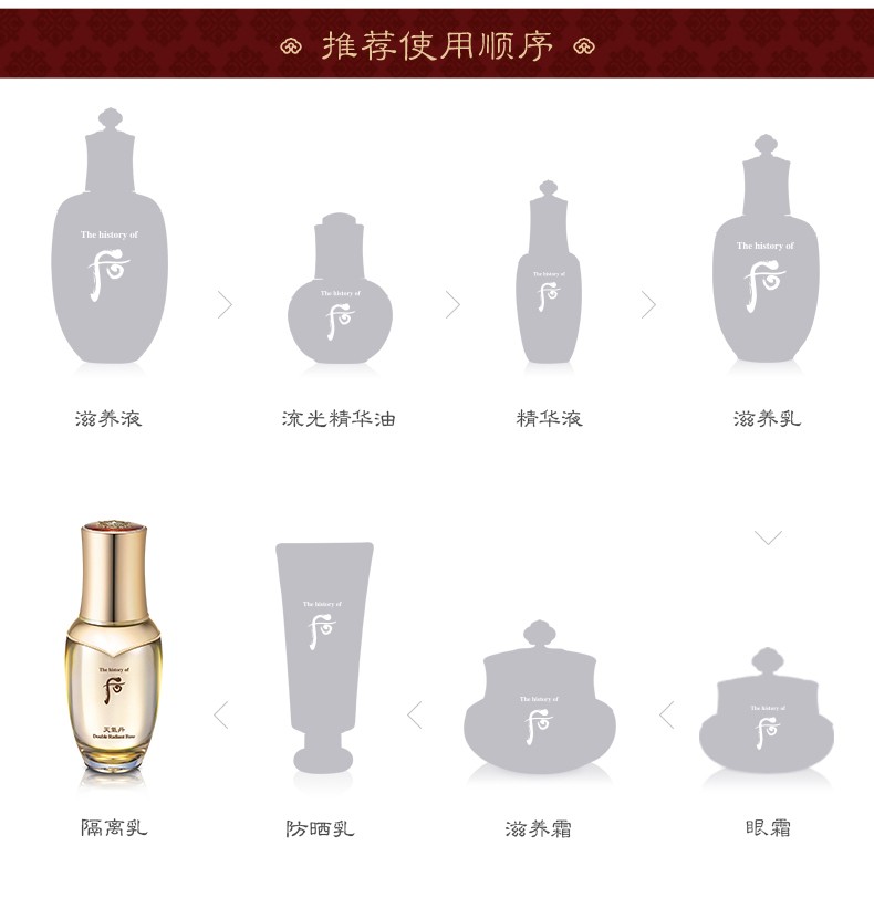 后（The history of Whoo）保税仓发货Whoo后隔离霜 玉琼粉隔离绿隔离 天气丹精华隔离 粉底 拱辰享美玉琼粉色隔离霜40ml