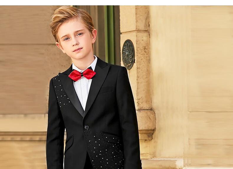 elpa儿童燕尾服男童礼服套装花童西服男主持人钢琴演出表演服小西装
