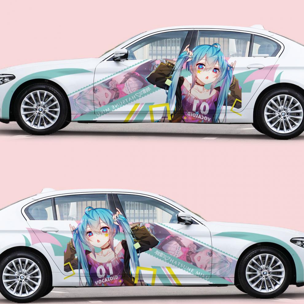 原神二次元痛车动漫车贴日漫明日香初音贴车身拉花漫展蕾姆贴纸定制