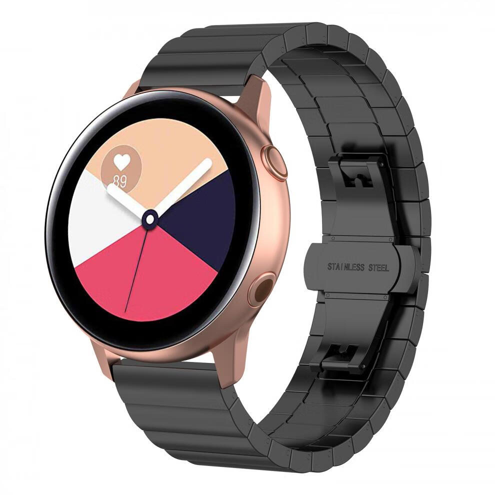 三星手表galaxywatchactive2一珠不锈钢表带404244mm金属钢带黑色一株