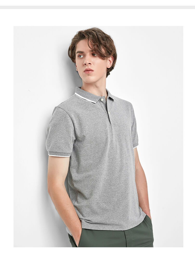 佐丹奴(giordano) polo衫 polo莱卡弹力棉珠地撞色领短袖polo01010381