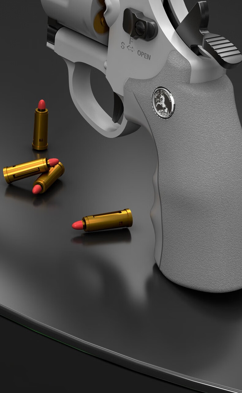 左轮软弹枪可发射玩具枪一键退壳手动连发男孩子户外对战手 灰色zp5