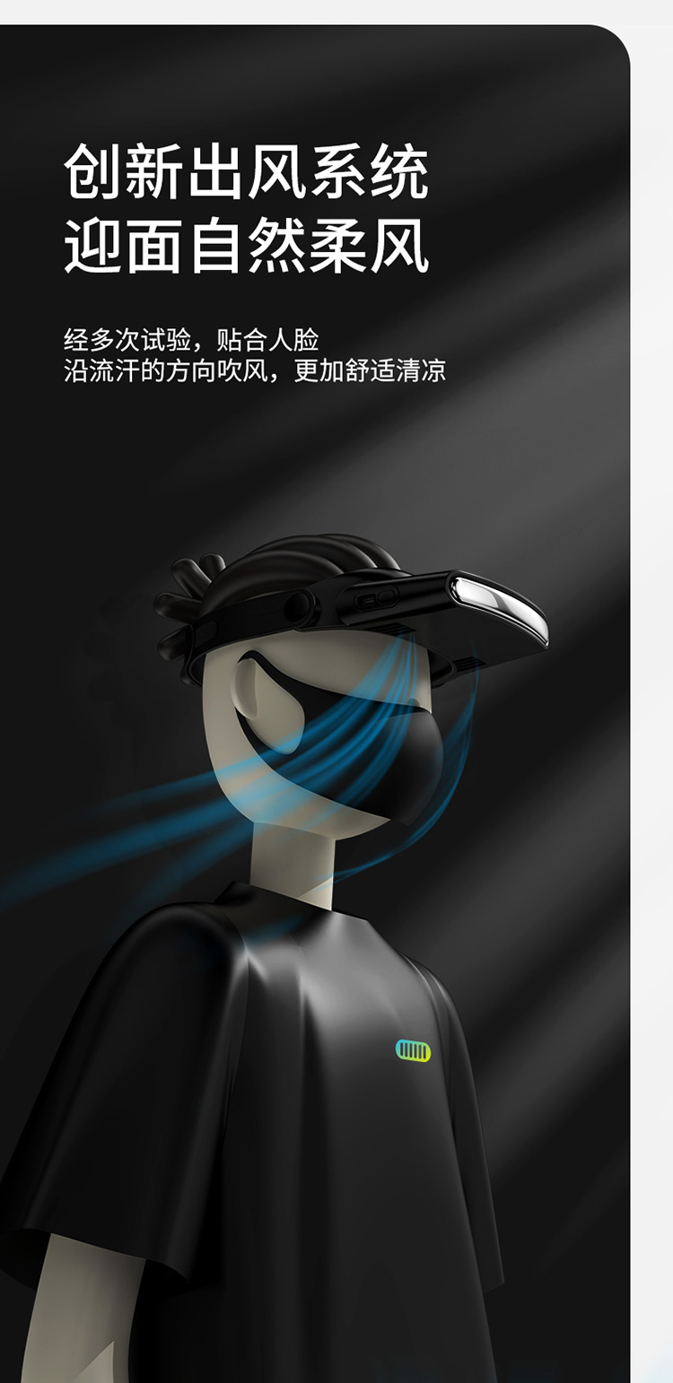 男士风扇帽子头戴式挂脖便携随身小型usb充电款无叶迷你电扇女夏天