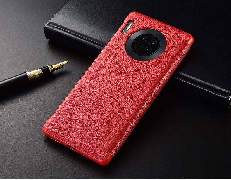 墨影华为mate30pro手机壳真皮mate30epro通用保护套智能视窗翻盖全包