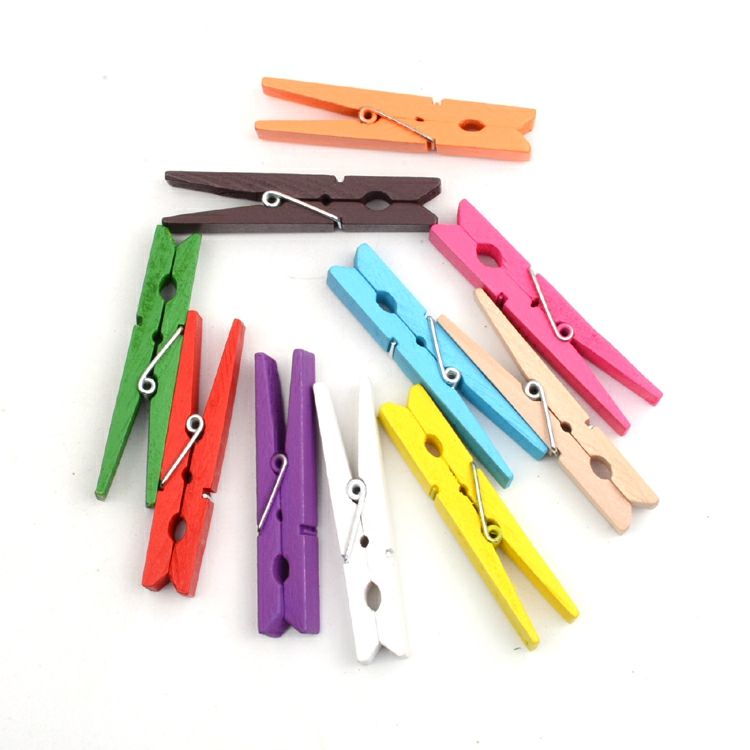72大号彩色木头夹子相片夹子幼儿园手工材料彩色照片木质夹 7.